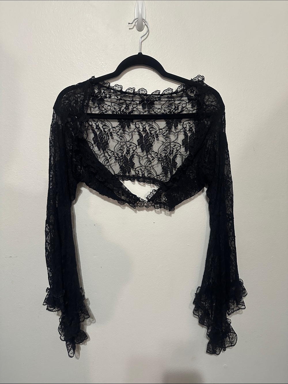 Whimsigoth Lace Bolero with scalloped ruffle sleeves
